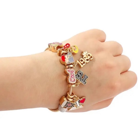 COPY - TAYLOR SWIFT Inspired Eras Tour 11 Charm Gold tone Multicolored Bracelet - Picture 5 of 6